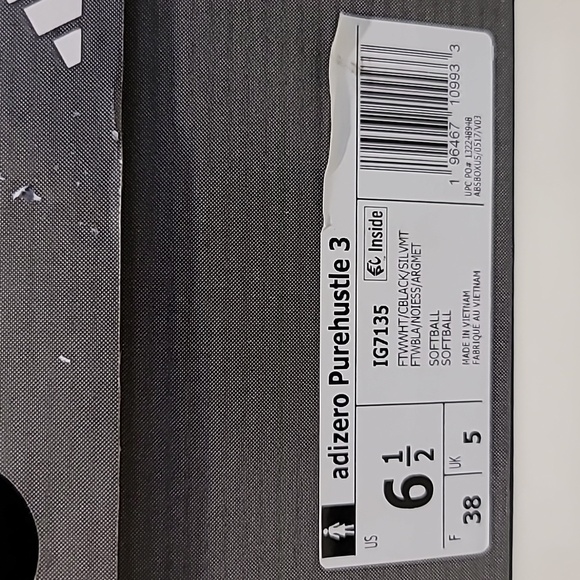 Adidas Adizero Women's PureHustle 3 TPU Cleats Softball White Black Cleats, 6.5 - Picture 6 of 10